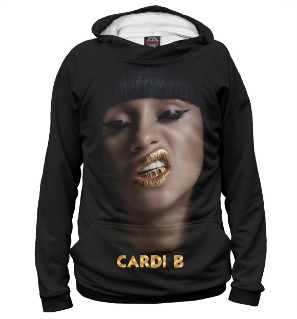 Мужское худи с изображением Cardi B цвета Белый