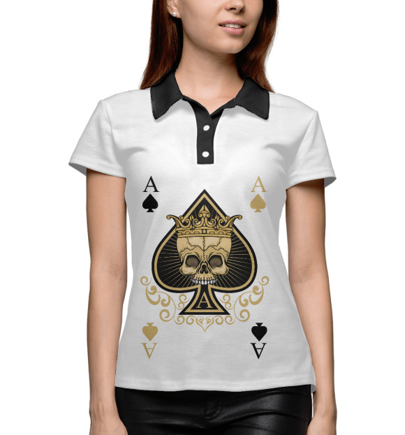 Женское поло с изображением Туз цвета Белый