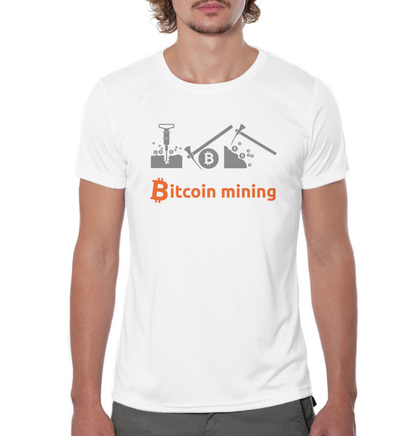 Мужская футболка с изображением Bitcoin Mining цвета Белый
