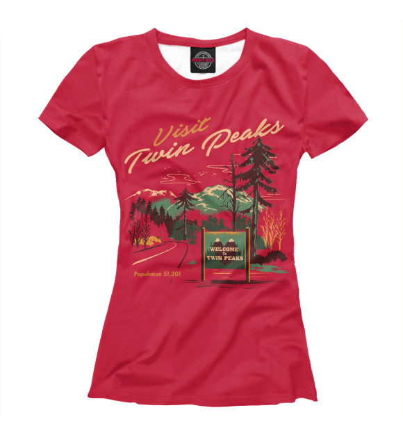 Женская футболка с изображением Visit Twin Peaks цвета Белый