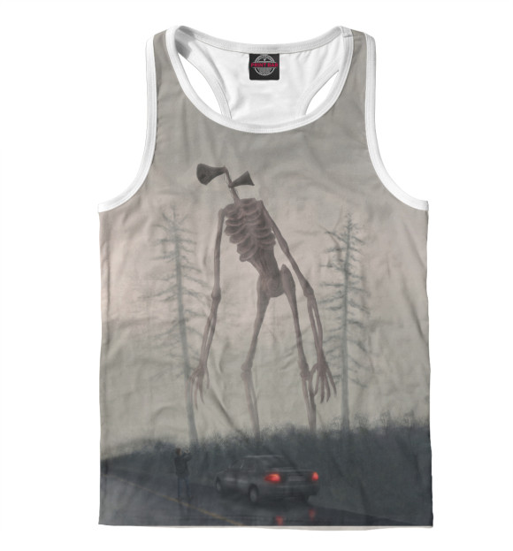 Мужская майка-борцовка с притом Сиреноголовый цвета Белый Мужская майка-борцовка с изображением Сиреноголовый цвета Белый