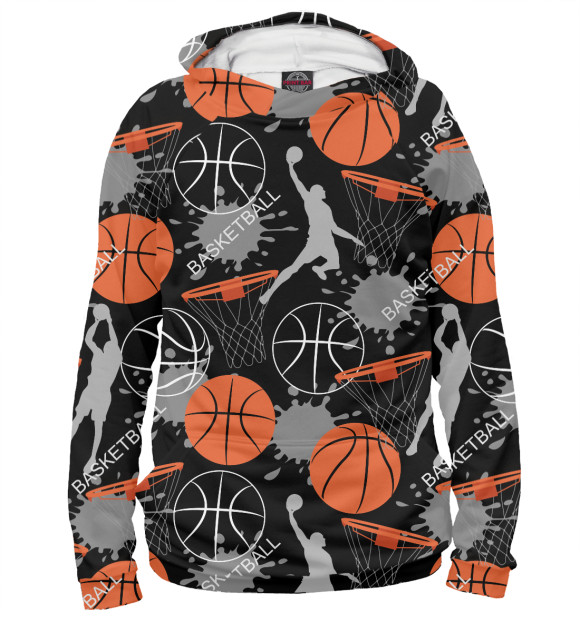 Мужское худи с изображением Basketball цвета Белый