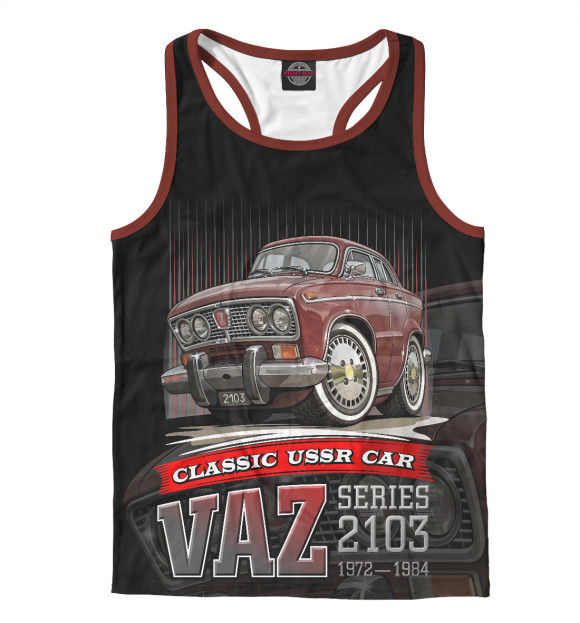 Мужская майка-борцовка с изображением vaz2103 цвета Белый