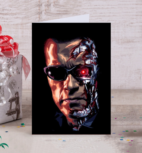 Открытка с изображением Терминатор цвета Белый