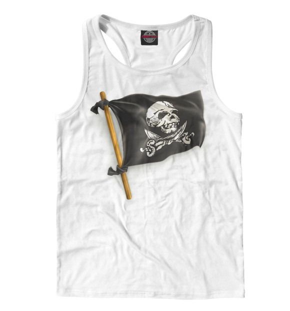 Мужская майка-борцовка с изображением Пиратский флаг цвета Белый