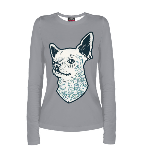 Женский лонгслив с изображением Чихуахуа хипстер цвета Белый
