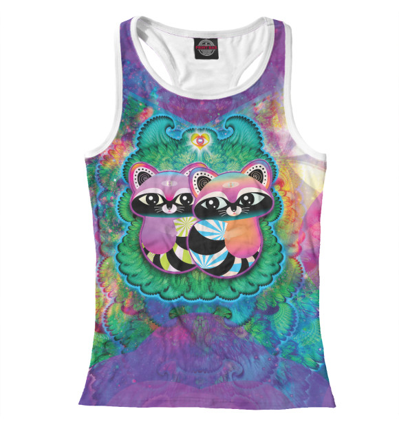 Женская майка-борцовка с изображением Racoons Inlove цвета Белый