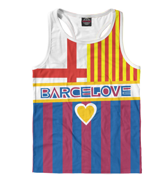 Мужская майка-борцовка с изображением BarceLove цвета Белый