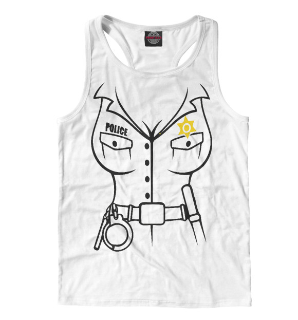 Мужская майка-борцовка с притом Полицейский цвета Белый Мужская майка-борцовка с изображением Полицейский цвета Белый