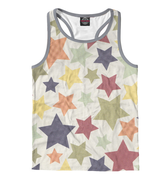 Мужская майка-борцовка с изображением Цветные звезды цвета Белый