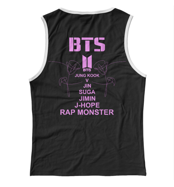 Майка для девочки с изображением BTS (двухсторонняя) цвета Белый