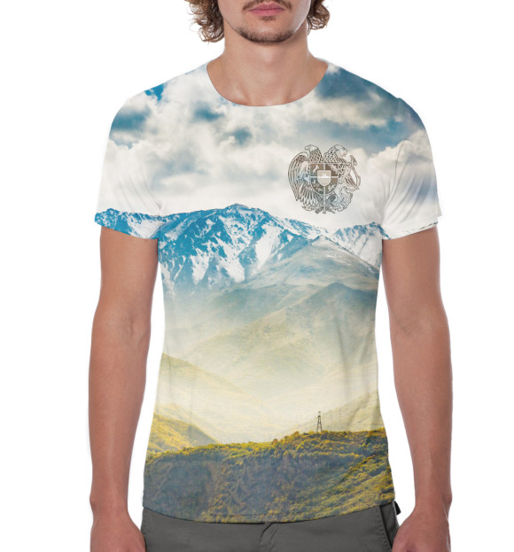 Мужская футболка с изображением Армения цвета Белый