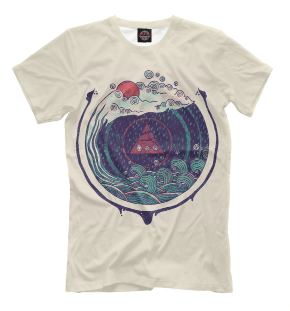 Футболка для мальчиков с изображением Шторм цвета Бежевый