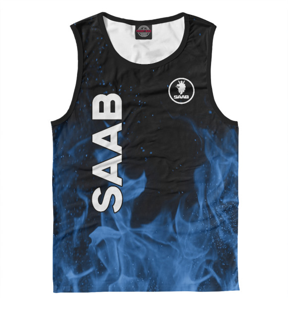 Майка для мальчика с изображением SAAB blue fire цвета Белый