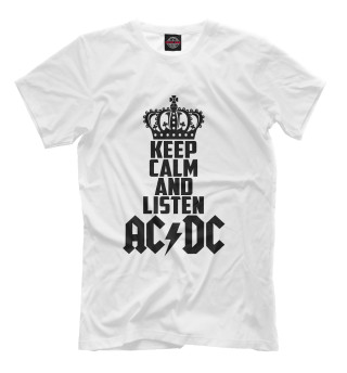 Мужская футболка Keep calm and listen AC DC