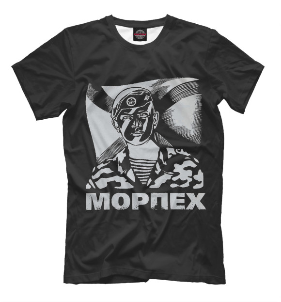 Мужская футболка с изображением Морпех цвета Черный