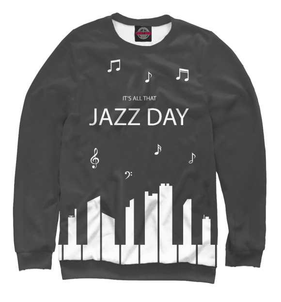 Мужской свитшот с изображением Jazz day цвета Белый