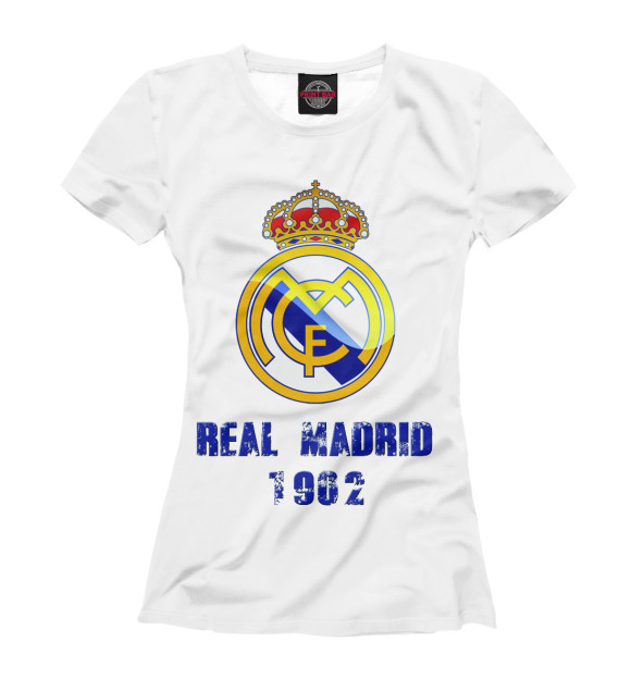 Женская футболка с изображением FC Real Madrid цвета Белый