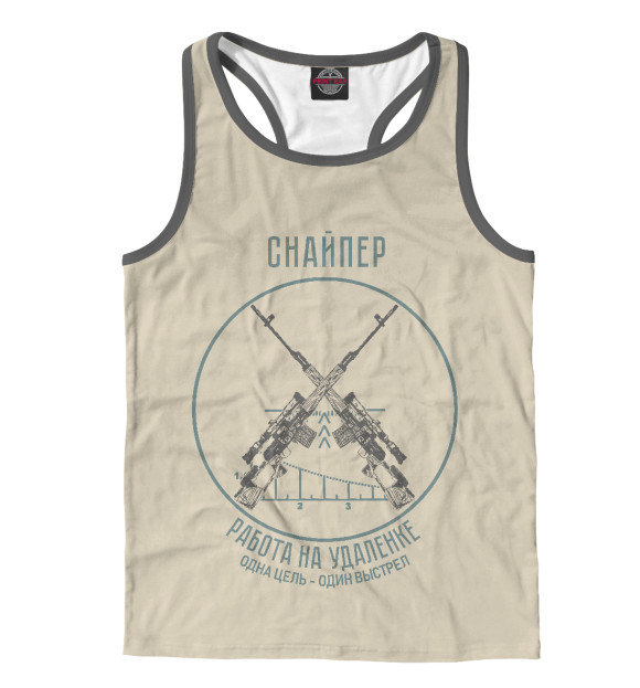 Мужская майка-борцовка с изображением Снайпер цвета Белый