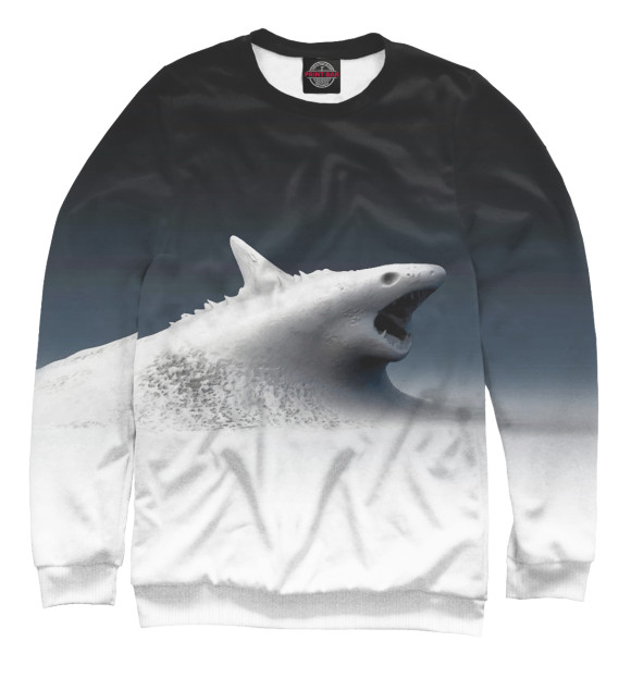 Женский свитшот с изображением Snow shark цвета Белый