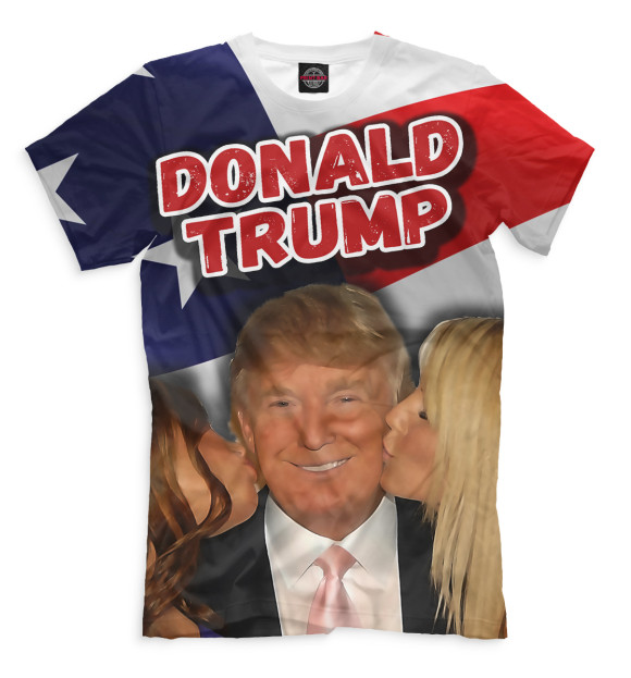 Мужская футболка с изображением Дональд Трамп цвета Молочно-белый