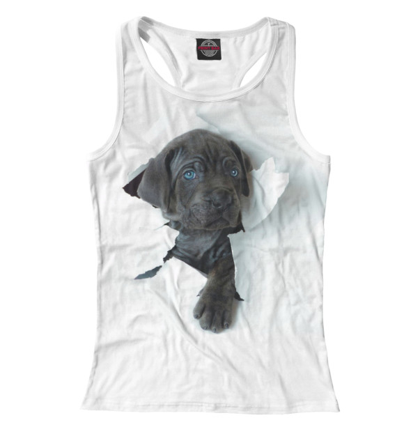 Женская майка-борцовка с изображением Щенок цвета Белый