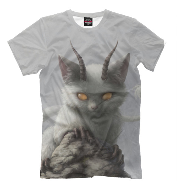 Футболка для мальчиков с изображением Fantasy cat цвета Серый