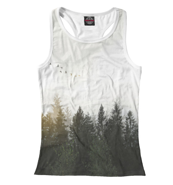 Женская майка-борцовка с изображением Лесной пейзаж цвета Белый