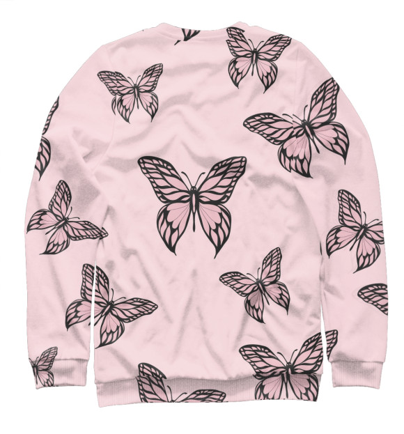 Свитшот для девочек с изображением Розовые бабочки цвета Белый
