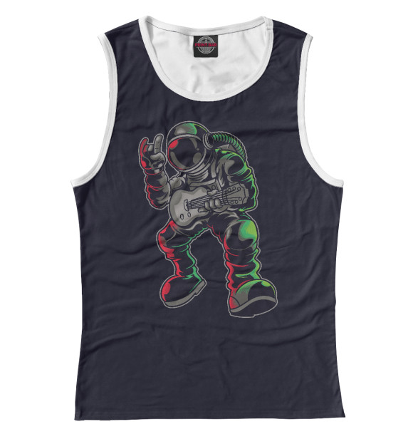 Майка для девочки с изображением Космонавт с гитарой цвета Белый