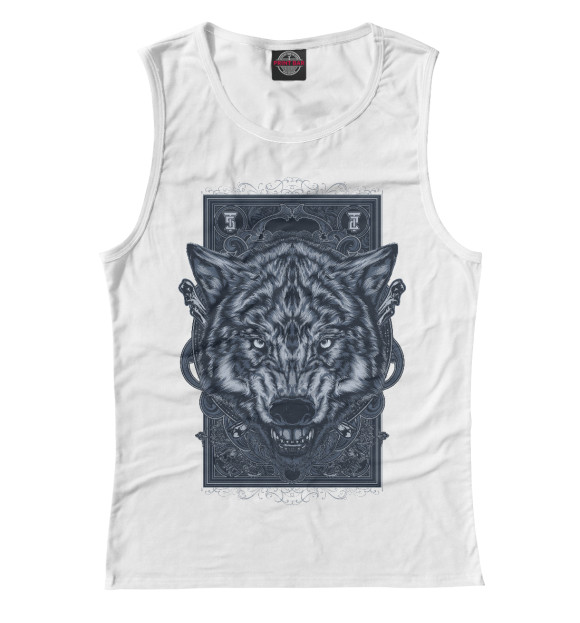 Майка для девочки с изображением Vintage Wolf цвета Белый
