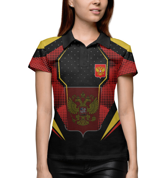 Женское поло с изображением Герб на абстрактном фоне цвета Белый