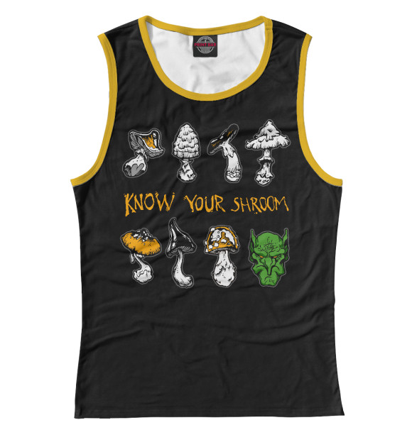 Женская майка с притом Warhammer Know Your Shroom - Gobbo Edition цвета Белый Женская майка с изображением Warhammer Know Your Shroom - Gobbo Edition цвета Белый