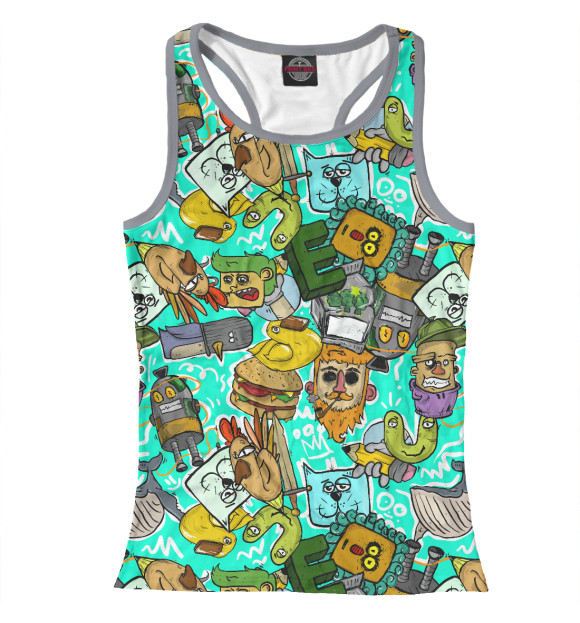 Женская майка-борцовка с изображением Стикеры цвета Белый