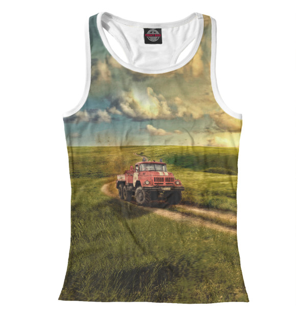 Женская майка-борцовка с изображением Пожарная машина цвета Белый