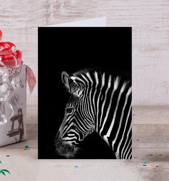 Открытка с притом Зебра цвета Белый Открытка с изображением Зебра цвета Белый