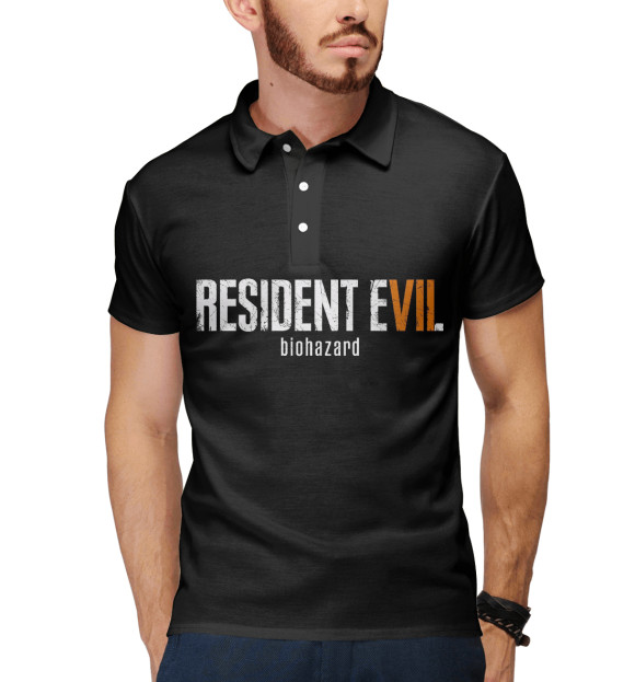 Мужское поло с изображением Resident Evil 7: Biohazard цвета Белый