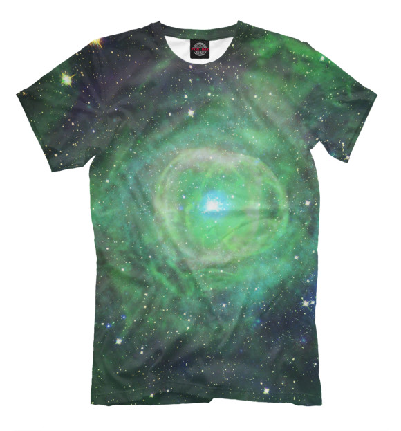Мужская футболка с изображением Зеленый Космос цвета Серый