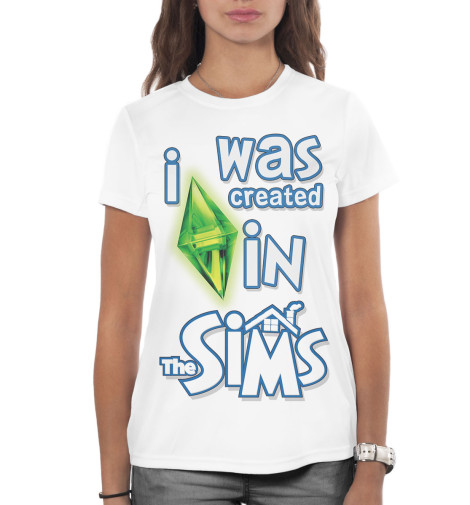 

Футболки Print Bar, Белый, I Was Created in Sims