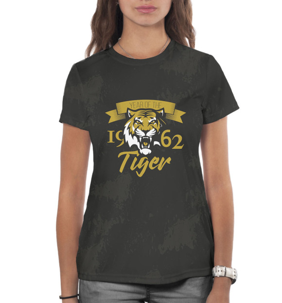 Женская футболка с изображением Год тигра — 1962 цвета Белый