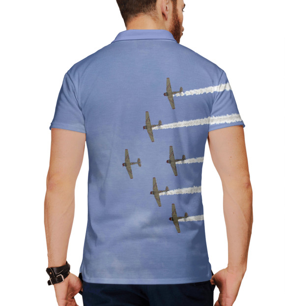 Мужское поло с изображением Авиация цвета Белый
