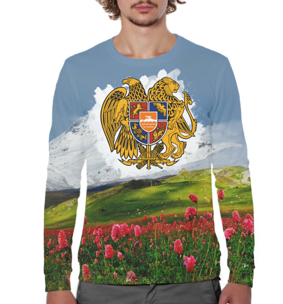 Мужской свитшот с изображением Армения цвета Белый