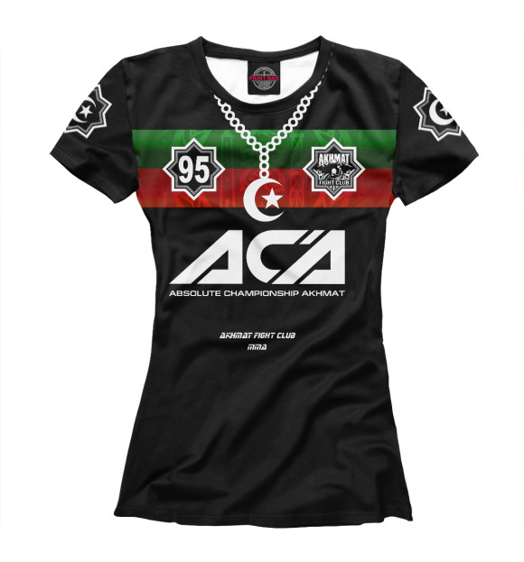 Женская футболка с изображением Akhmat Fight Club ACA цвета Белый