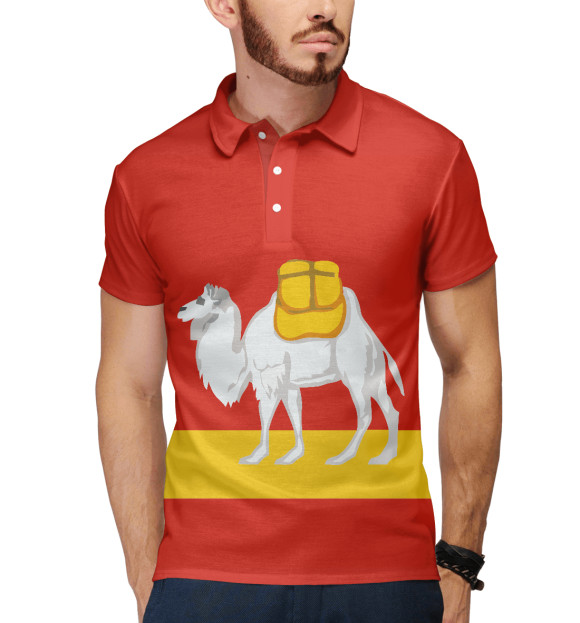 Мужское поло с изображением Верблюд цвета Белый