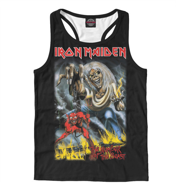 Мужская майка-борцовка с изображением Iron Maiden цвета Белый