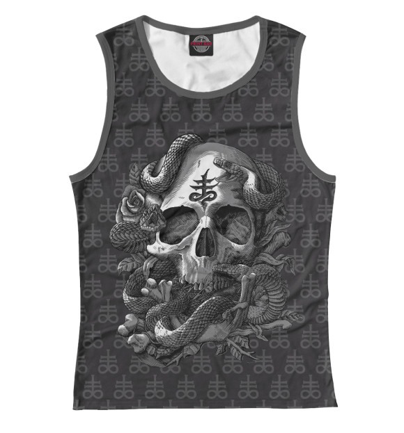 Женская майка с изображением Satan Skull цвета Белый