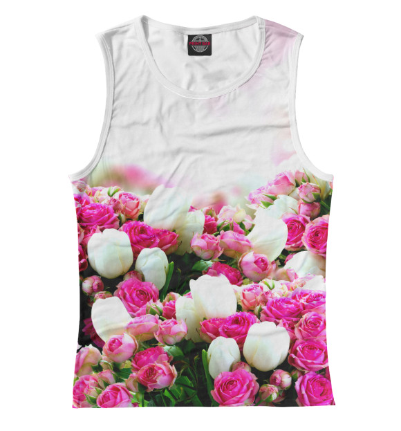 Майка для девочки с притом Аллея роз цвета Белый Майка для девочки с изображением Аллея роз цвета Белый