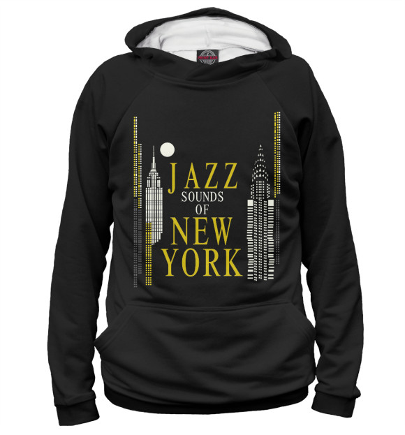 Мужское худи с изображением Jazz New-York цвета Белый