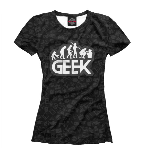 Футболка для девочек с изображением Geek Evolution цвета Белый