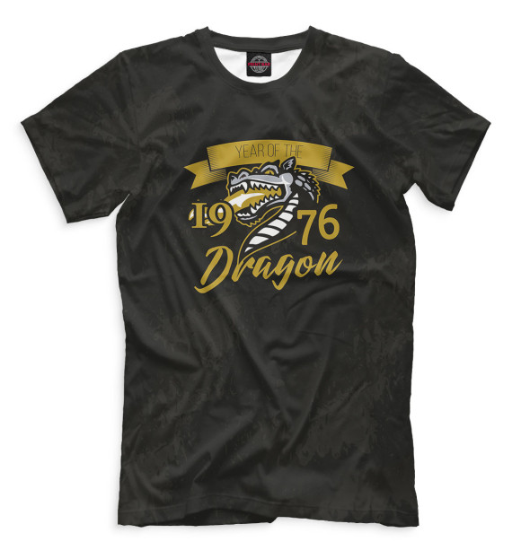 Мужская футболка с изображением Год дракона — 1976 цвета Черный